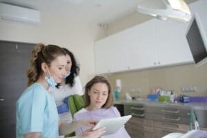 Preparing patient to get dental implants