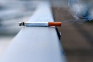 lit white cigarette stick