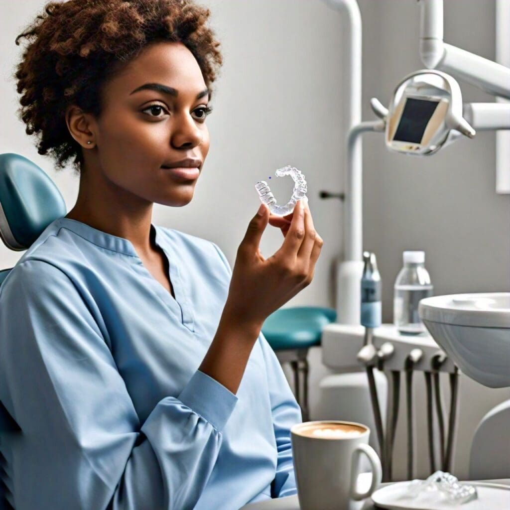 Girl Holding Invisalign Clear Aligners: The Invisible Solution for Straightening Teeth