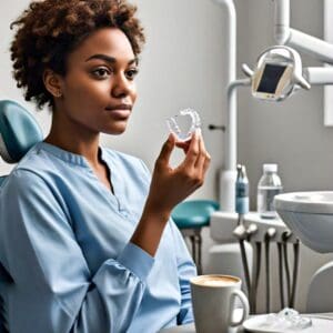 Girl Holding Invisalign Clear Aligners: The Invisible Solution for Straightening Teeth